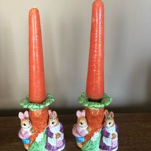 Bunny candle holders with carrot candles